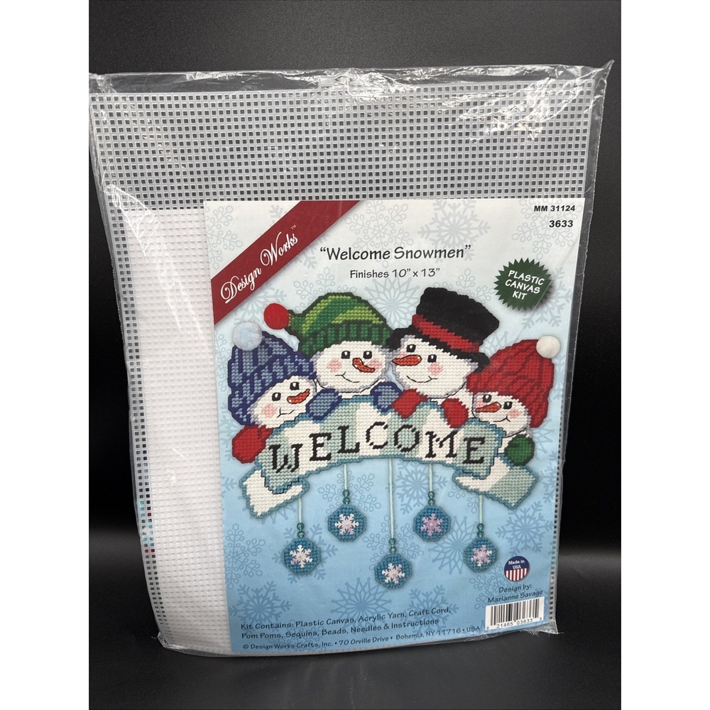 Design Works Welcome Snowmen 10"X13" New #3633 Plastic Canvas Kit Winter